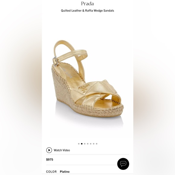 Prada quilted Leather & Raffia Wedge Sandals - Picture 8 of 10